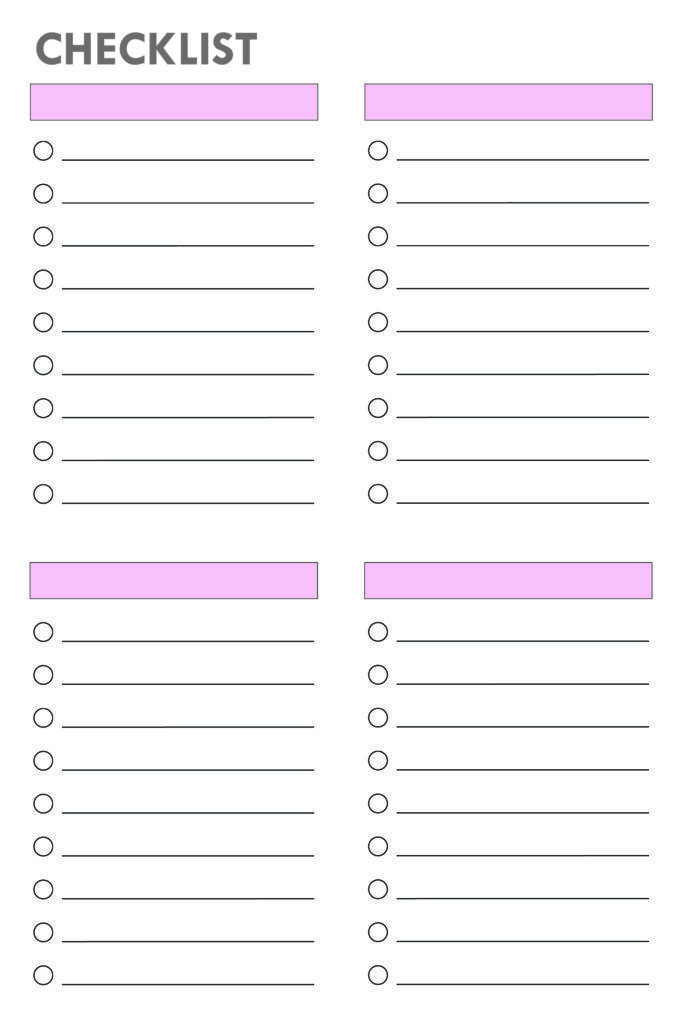 a blank checklist template