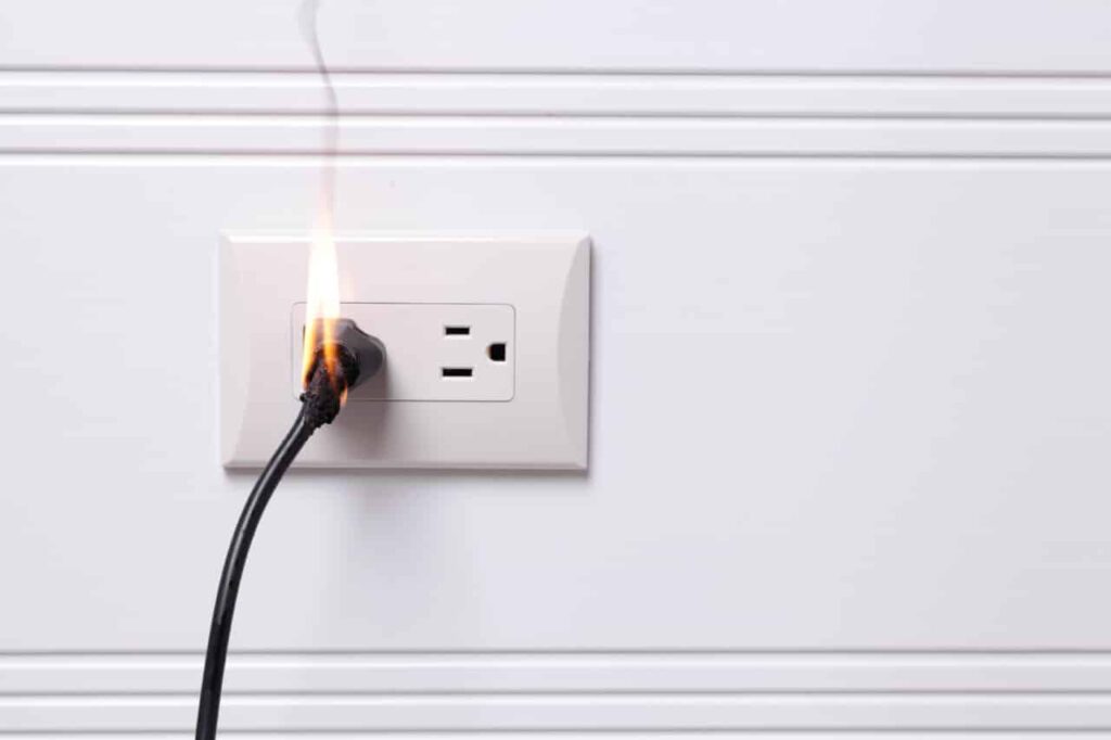 an electrical fire in progress