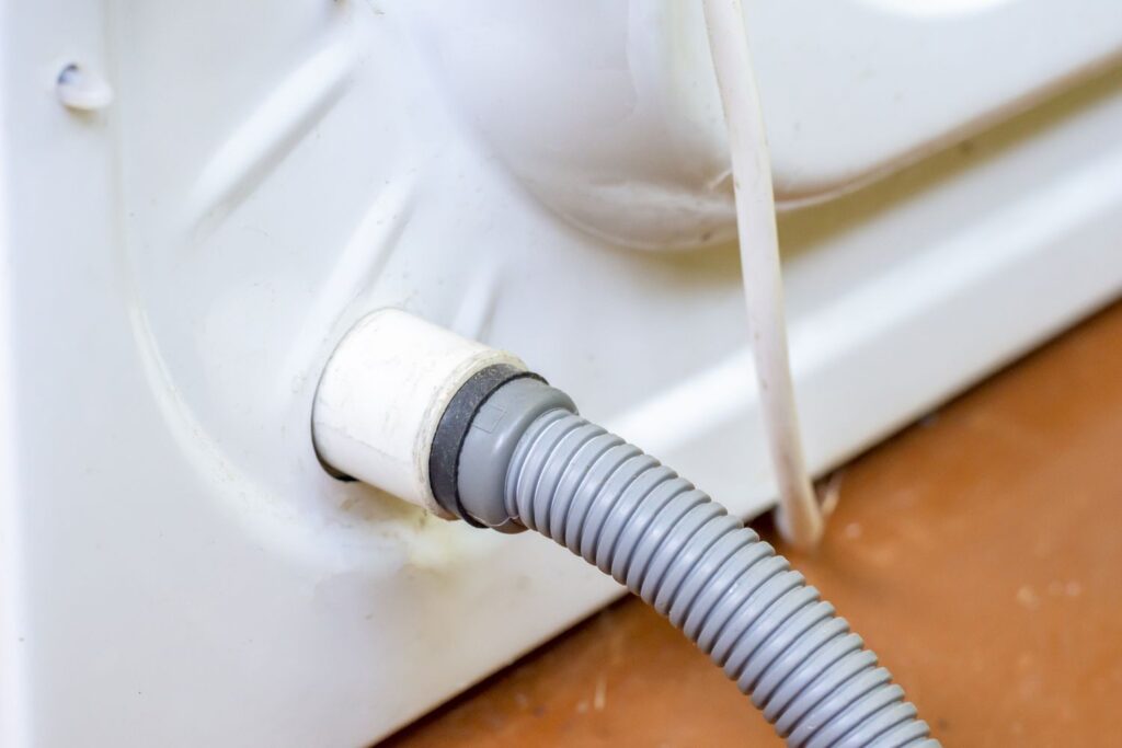 a washing machine drain hose connection