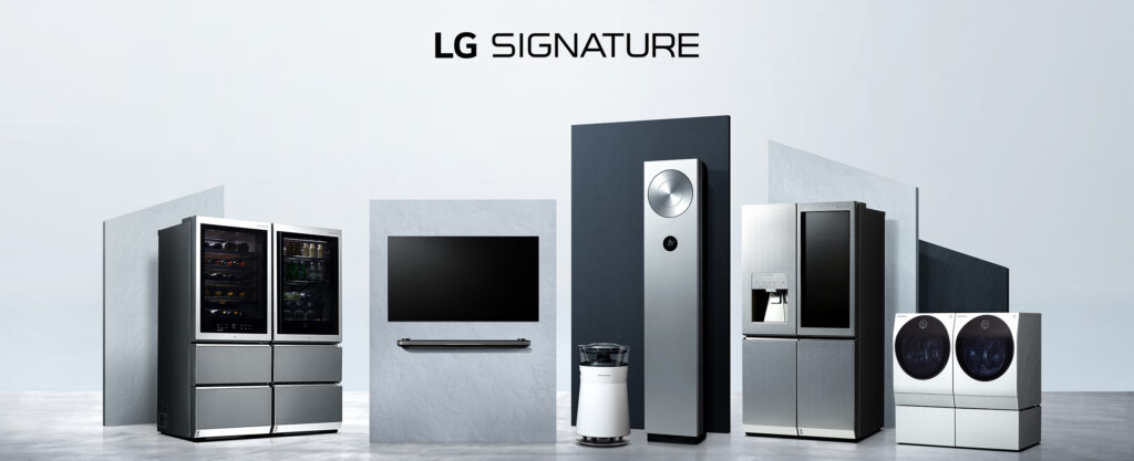 a collection of premium home appliances from the LG SIGNATURE brand