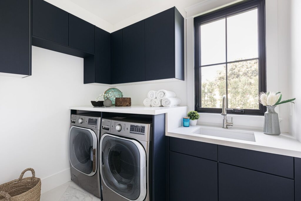 dryer and washer in small laundry room