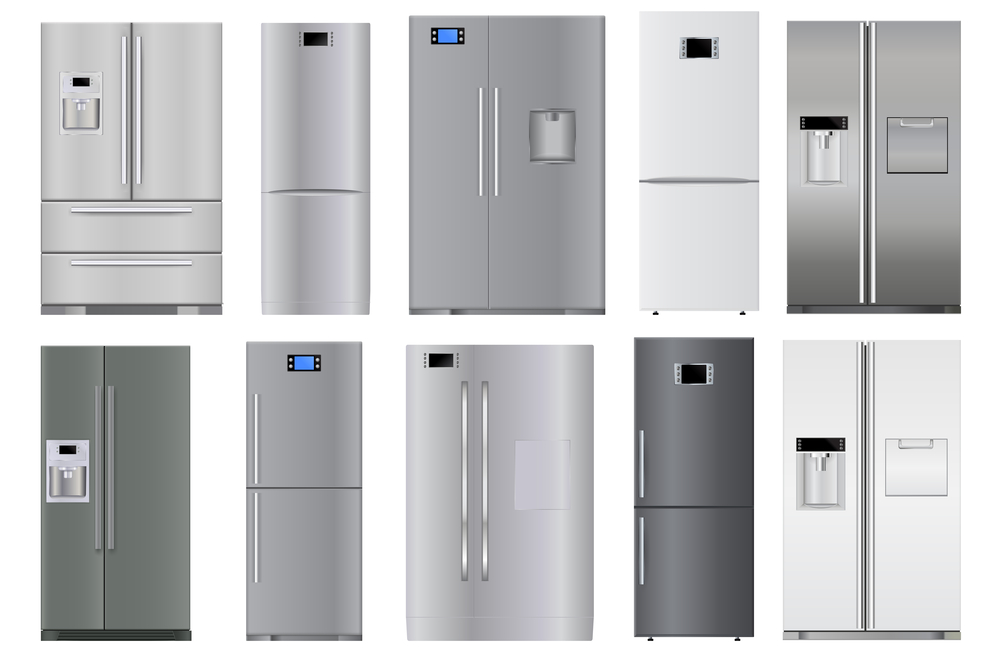 a vector illustration of various refrigerator models
