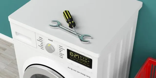 a washing machine with tools on top