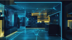 a conceptual representation of a smart home or a smart kitchen