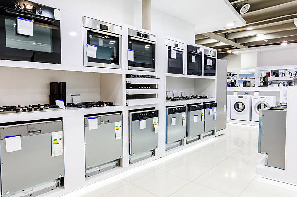 Gas and electric ovens and other home related appliance or equipment in the retail store showroom