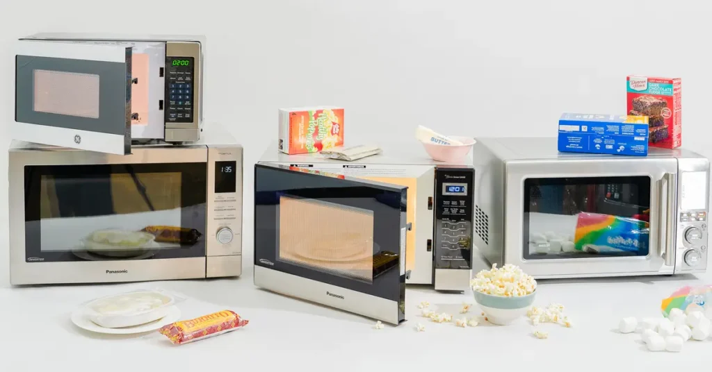 a selection of countertop microwave ovens