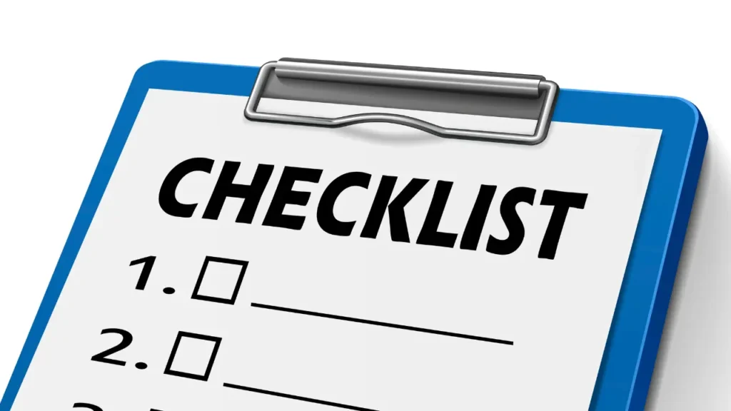 a simple checklist with two numbered, blank items