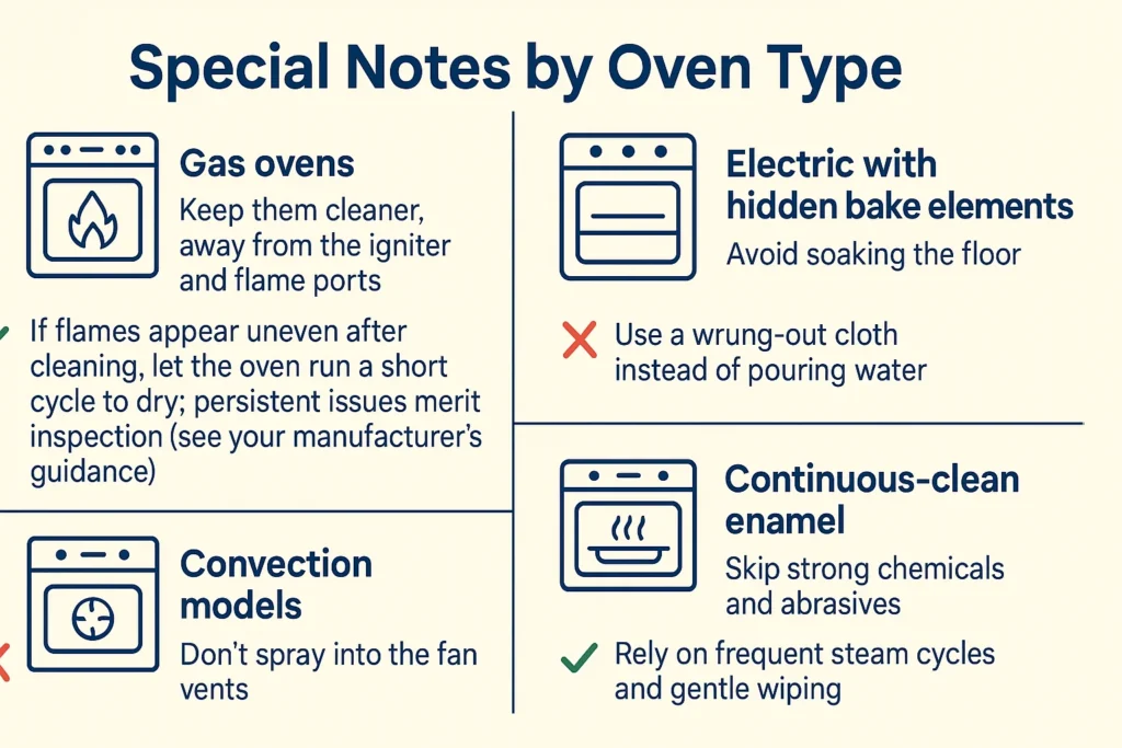 Special Notes by Oven Type